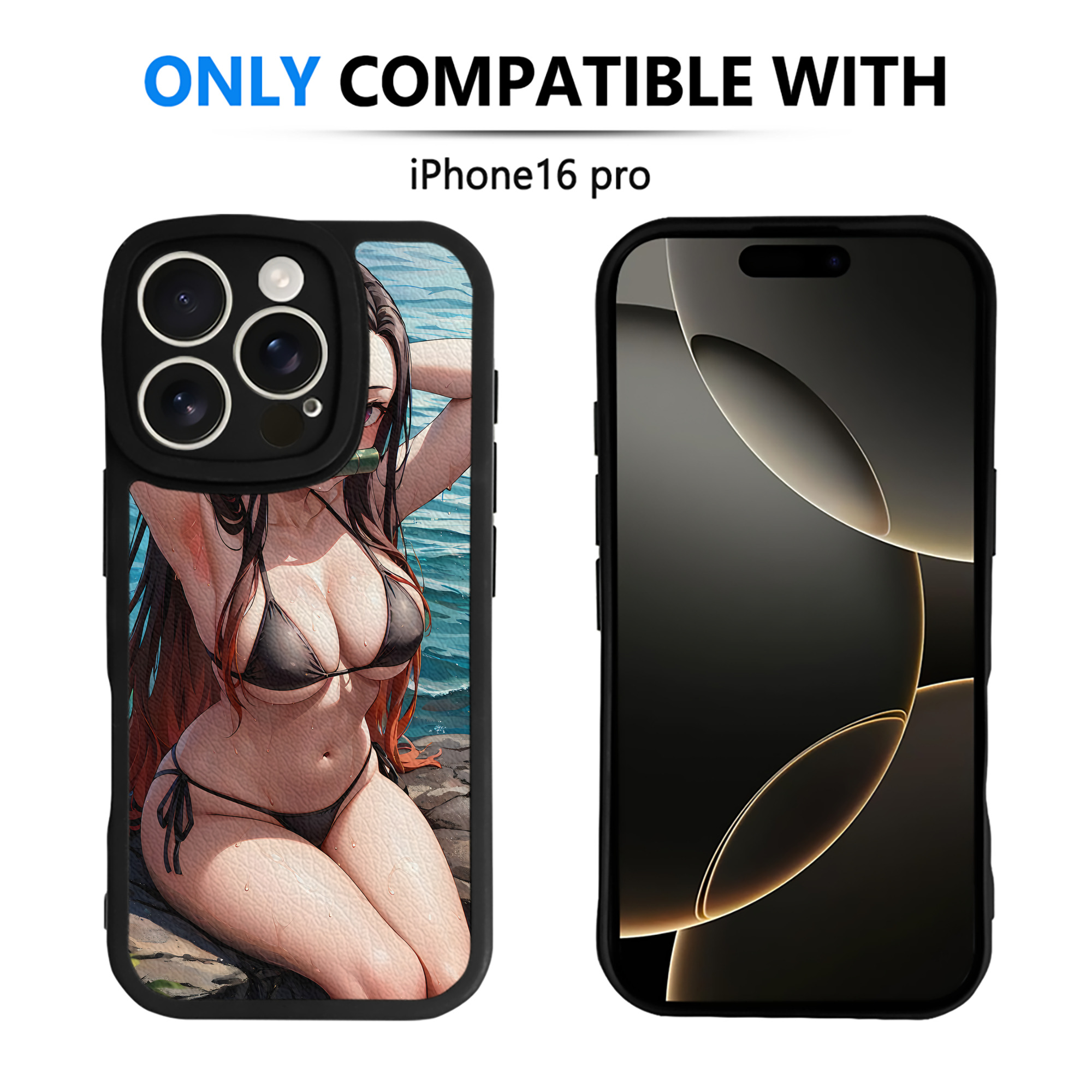 （画像用） 鬼滅の刃（きめつのやいば）竈門 禰󠄀豆子／かまど ねずこ Kamado Nezuko 【iPhone 16シリーズ対応】シリコンスマホケース（レザー調） 材質：シリコン